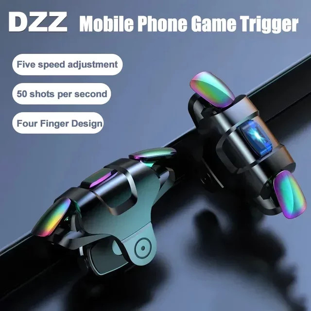Kanlennys Room 2er-Set 4-Finger Handy-Spiel-Trigger L1 Pulse R1 Schießknöpfe für Mobile Shooter in Schwarz - Bild 1