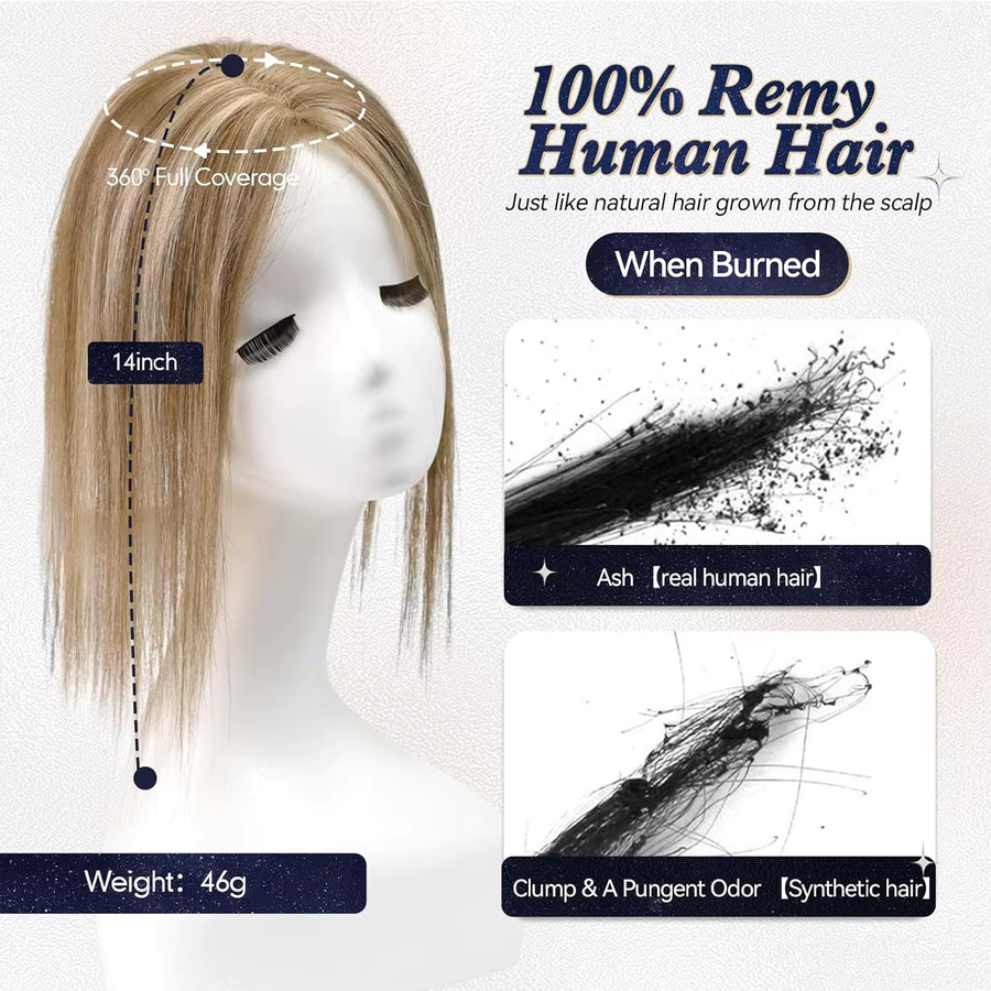 HAIRCUBE Echthaar-Topper, 14 Zoll, braun-blonde Highlights, Damen - Bild 4