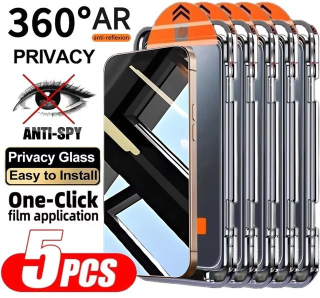 Bolomboy Anti-Spy Panzerglas Sichtschutz Displayschutzfolie für iPhone 17 Pro Max 16 18 15 14 13 12 11 Plus Mini X XR in Transparent - Bild 1