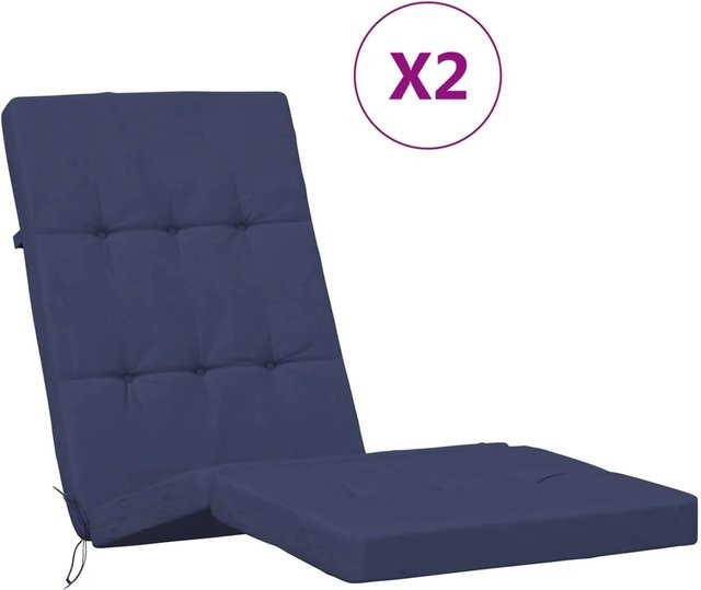 2er-Set vidaXL Outdoor-Kissen aus Polyester in Blau, rechteckig, B: 180 cm, T: 55 cm, H: 7 cm - Bild 1