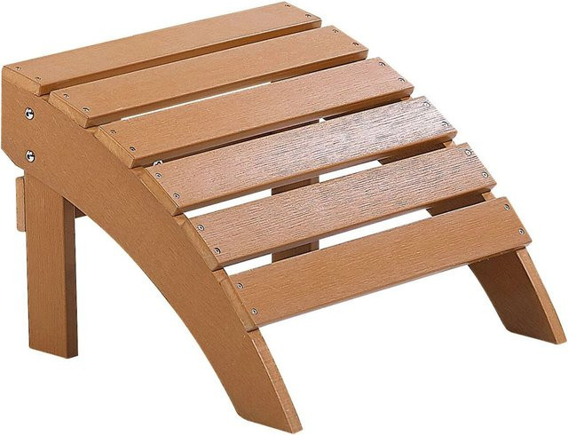 Beliani Fußhocker Retro in hellem Holzfarbton, B/T/H: 43 x 50 x 34 cm - Bild 1