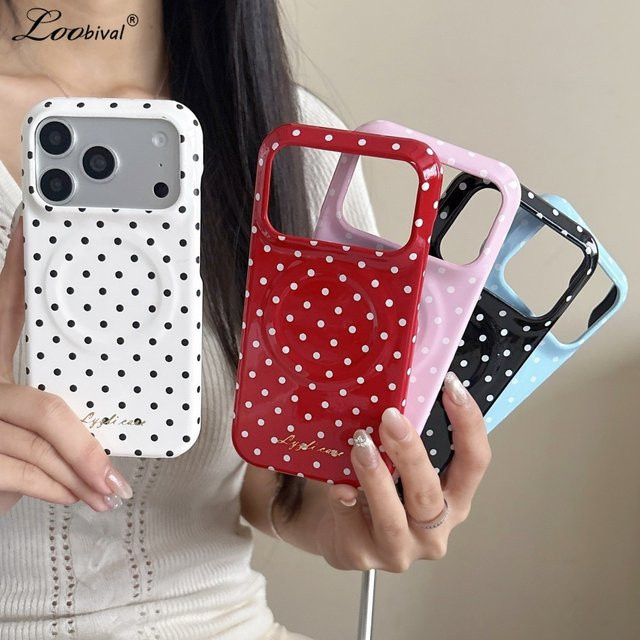 Loobival MagSafe Polka Dot Schutzhülle für iPhone 17 16 Pro Max 15 14 in Blue, Ultra Slim und Stoßfest mit magnetischer kabelloser Ladefunktion - Bild 1