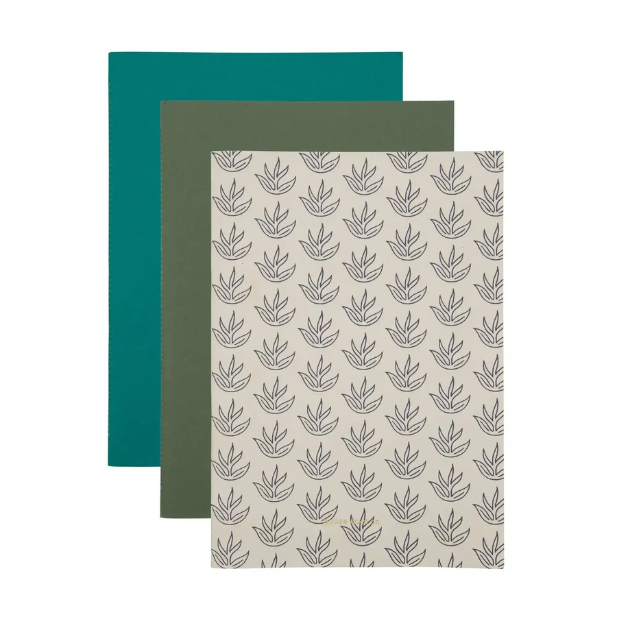 House Doctor Notizbuch Draw Set von 3 Softcover A4 Blanko in Türkis, Weiß und Grün - Bild 1