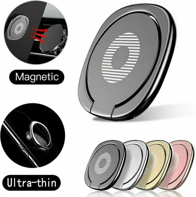 Ultradünner Telefon-Fingerringhalter in Gold mit 360 Grad Drehung als Smartphone-Halterung und Telefonständer für iPhone, Xiaomi und Huawei - Bild 1