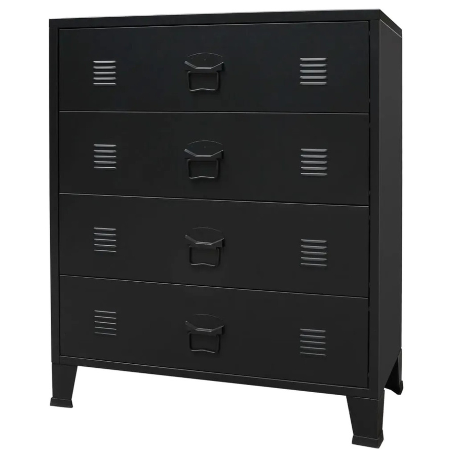 vidaXL Schubladenschrank aus Metall im Industrie-Stil in Schwarz, B/T/H: 78 x 40 x 93 cm - Bild 2