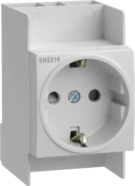 Hager Steckdose für Hutschiene IP20 250V 16A in Weiß und Grau - Bild 1