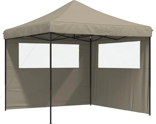 vidaXL Partyzelt Pop-Up Faltbar mit 2 Seitenwänden in Taupe/Beige - Bild 1