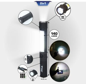 Brilliant Tools 2 in 1 LED COB-Taschenlampe mit Magnetfunktion in Schwarz mit 140 Lumen - Bild 1