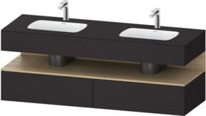 Duravit Einbauwaschtisch-Möbel-Set Qatego in Natur und Grau Matt, B/T/H: 160 x 55 x 60 cm - Bild 1