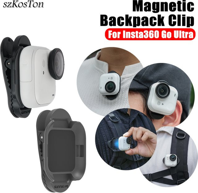 Insta360 Rucksack-Clip-Halterung für Insta360 Go Ultra Sportkamera in Schwarz mit 360-Grad-Drehung und Anti-Shake-Funktion - Bild 1
