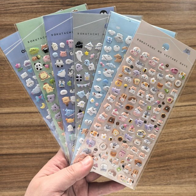 LanLanStickersWorld 3D Japanische Cartoon Tier Stereo Aufkleber für Kinder, 6 Stück, Mehrfarbig (Tierarten: Tiermotive wie Hamster, Pinguin und Welpe) - Bild 1
