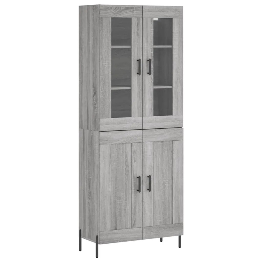 vidaXL Highboard Grau Sonoma mit Glastüren und Regalen, B/T/H: 69,5 x 34 x 180 cm - Bild 2