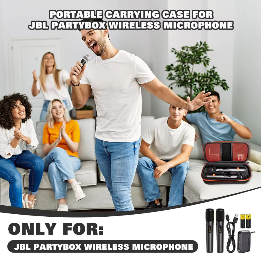 JBL PartyBox Wireless Reise-Tragetasche mit EVA-Aufbewahrung für zwei Mikrofonsysteme, Schwarz - Bild 3