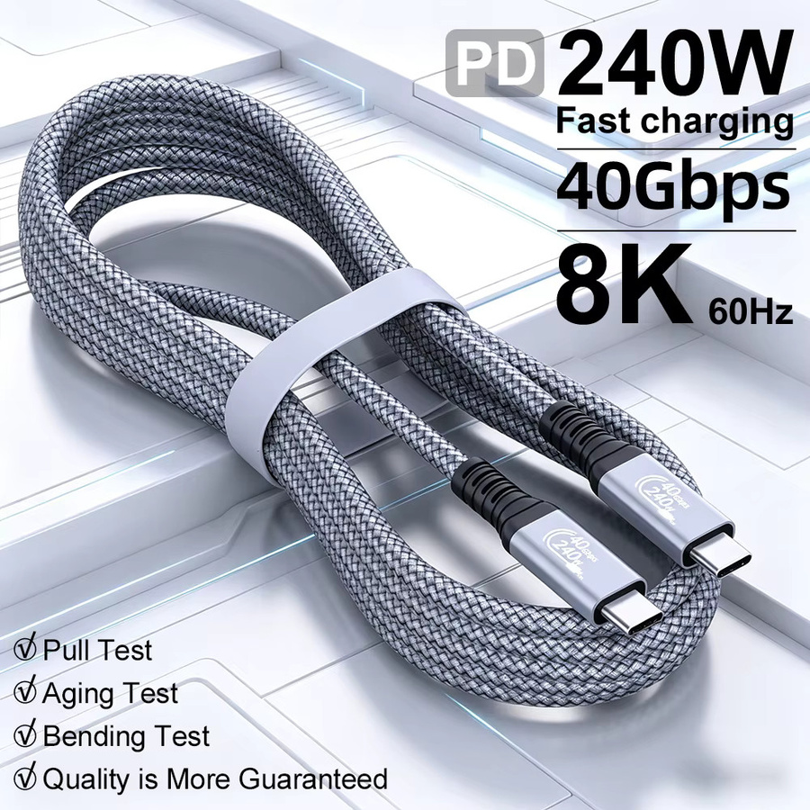 MEIHUAME USB-C auf USB-Typ-C Kabel 240W PD-Schnellladekabel in Grau, Länge: 3 m - Bild 3