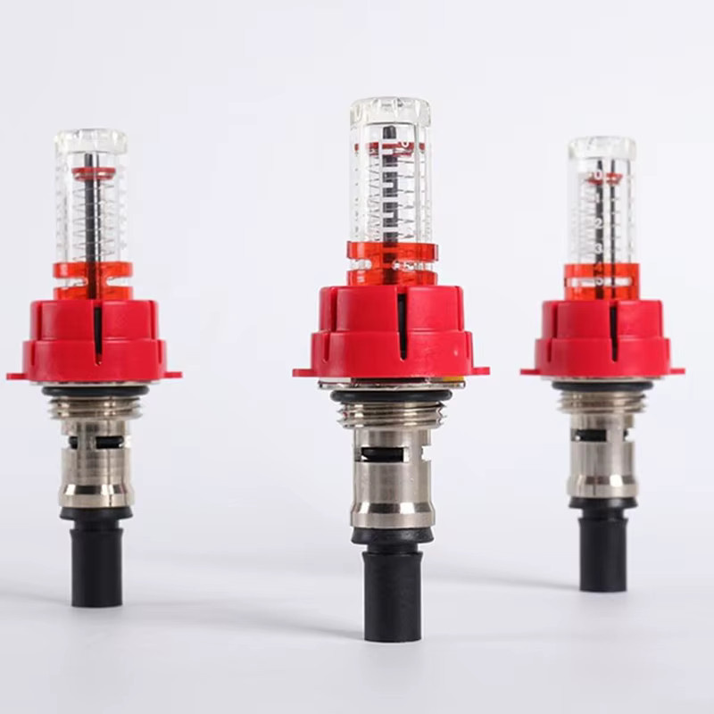 DIDI 6-teiliger Fußbodenheizungsverteiler mit Durchflussmesser, vernickelter Manifold in Rot - Bild 2