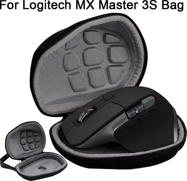 VORTNGLE Tragbares EVA Reise-Etui für Logitech MX Master 3S, Wasserdicht und Staubdicht, Schwarz mit Haken - Bild 1