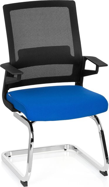 hjh OFFICE Freischwinger INVENTOR mit Armlehnen aus Stoff und Netzstoff in modernem Design - Bild 1