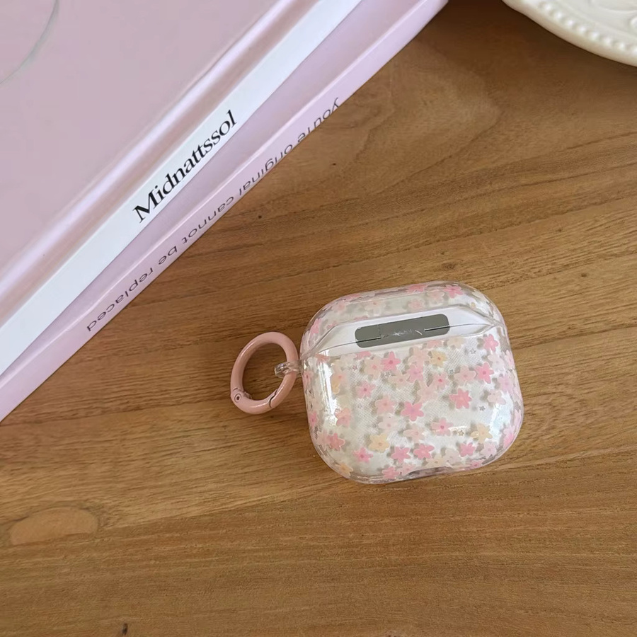 Rosa Blumen Schutzhülle für Apple AirPods 1, 2, 3, 4 und Pro Modelle mit Farbverlauf und glänzender Oberfläche - Bild 2