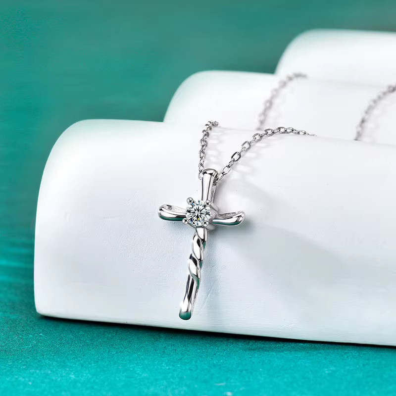 LOVESSOM Kreuz-Halskette, 925 Silber, Moissanit, Unisex - Bild 3