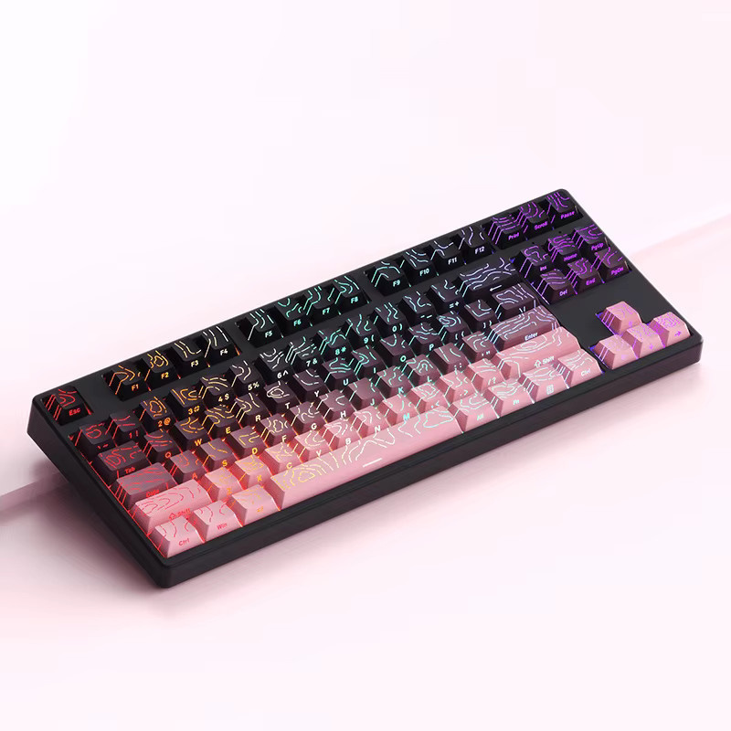 Cherry Profile PBT Double Shot Tastenkappen Blackberry Topographic 4.0 Side Print RGB-Tastenkappen in Schwarz und Multicolour für MX Switches Gaming-Tastaturen - Bild 2