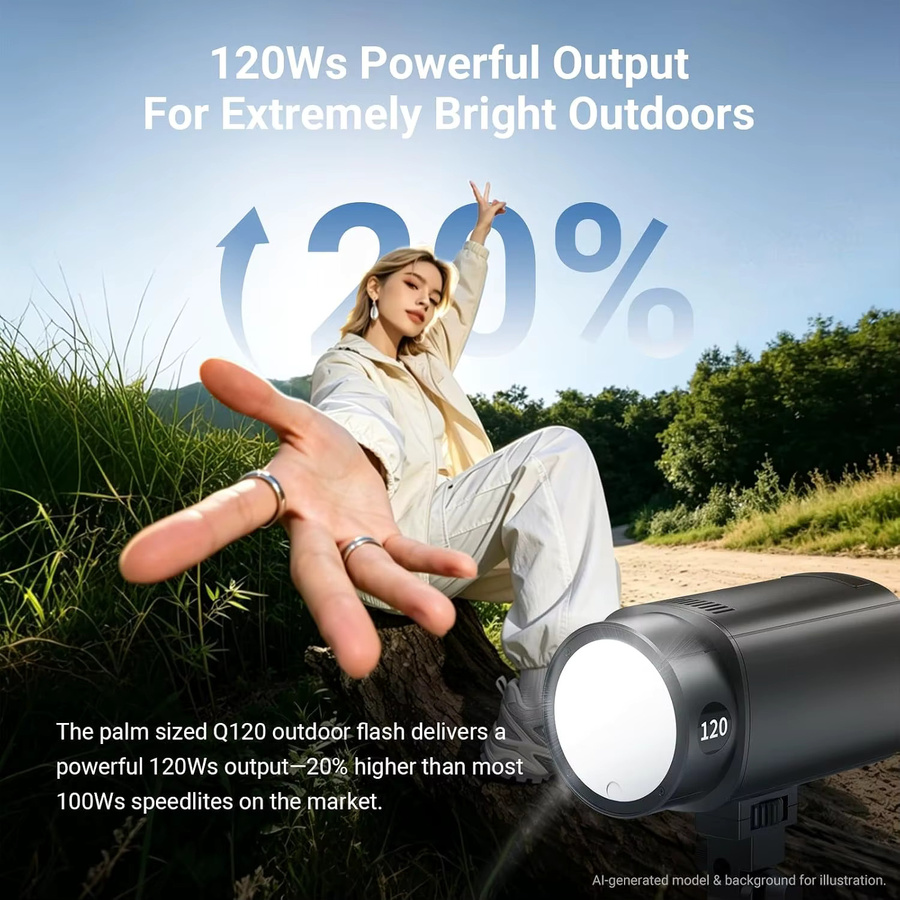 NEEWER Q120 120Ws 2.4G TTL Outdoor-Blitzgerät in Schwarz, tragbares Studio-Strobe mit Modellierlicht und HSS-Unterstützung, kompatibel mit Godox - Bild 2