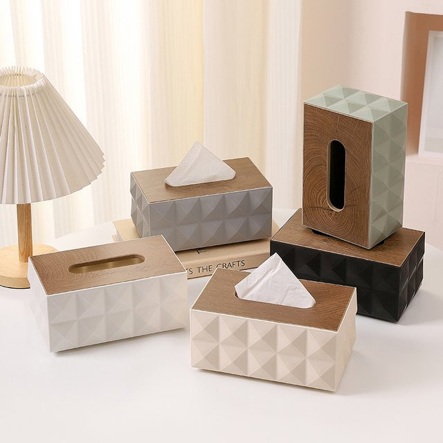 Stilvolle zweiseitige Taschentuchbox mit Diamantoberfläche in Grün als kreativer Desktop-Organizer für Wohnzimmer und Schlafzimmer - Bild 1