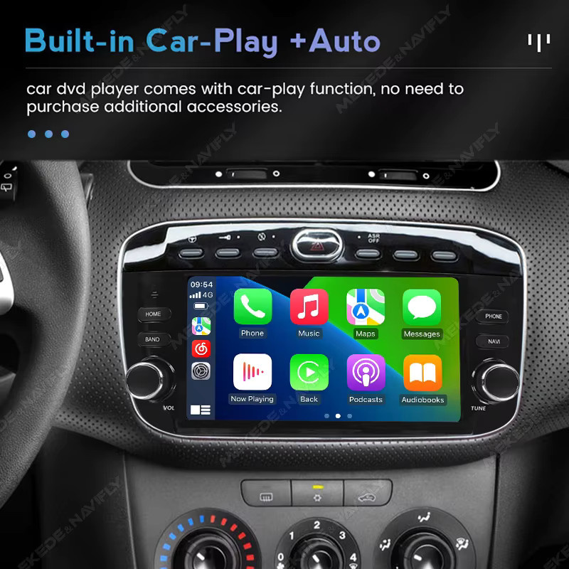 MEKEDE Carplay Android Autoradio mit WiFi und Bluetooth für Fiat Linea Punto EVO 2012-2015 in Schwarz - Bild 3