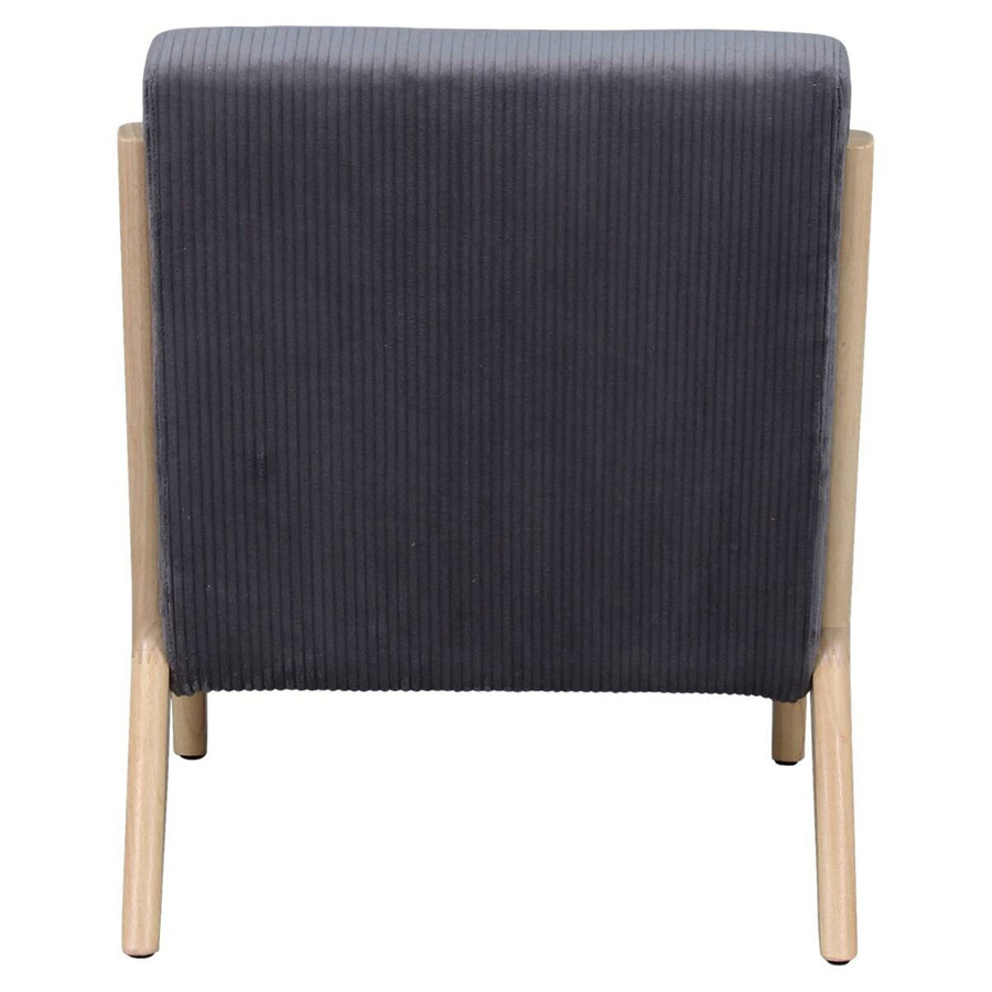 Sessel NOHR byLIVING in Grau und Natur mit Cordbezug und Massivholzrahmen, B/H/T: 65,2 x 80,6 x 76 cm - Bild 2