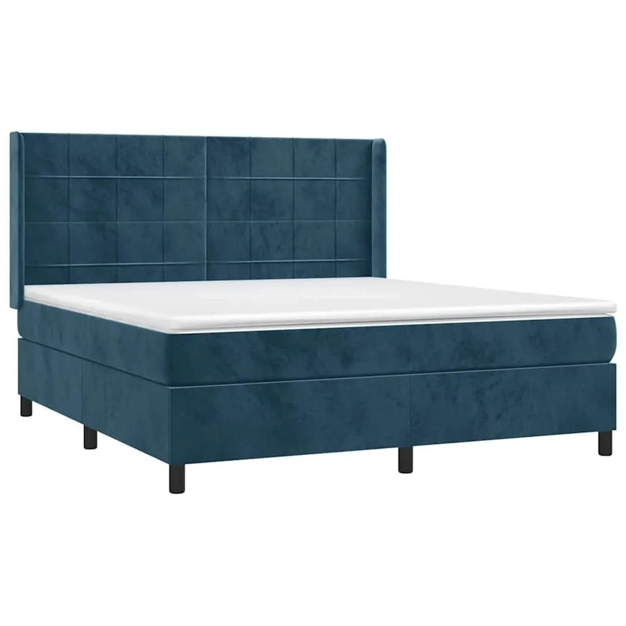 vidaXL Boxspringbett mit Matratze in Dunkelblau, Hybridbett mit LED-Unterbettbeleuchtung und USB-Anschluss, Samt, B/T: 160 x 200 cm - Bild 2