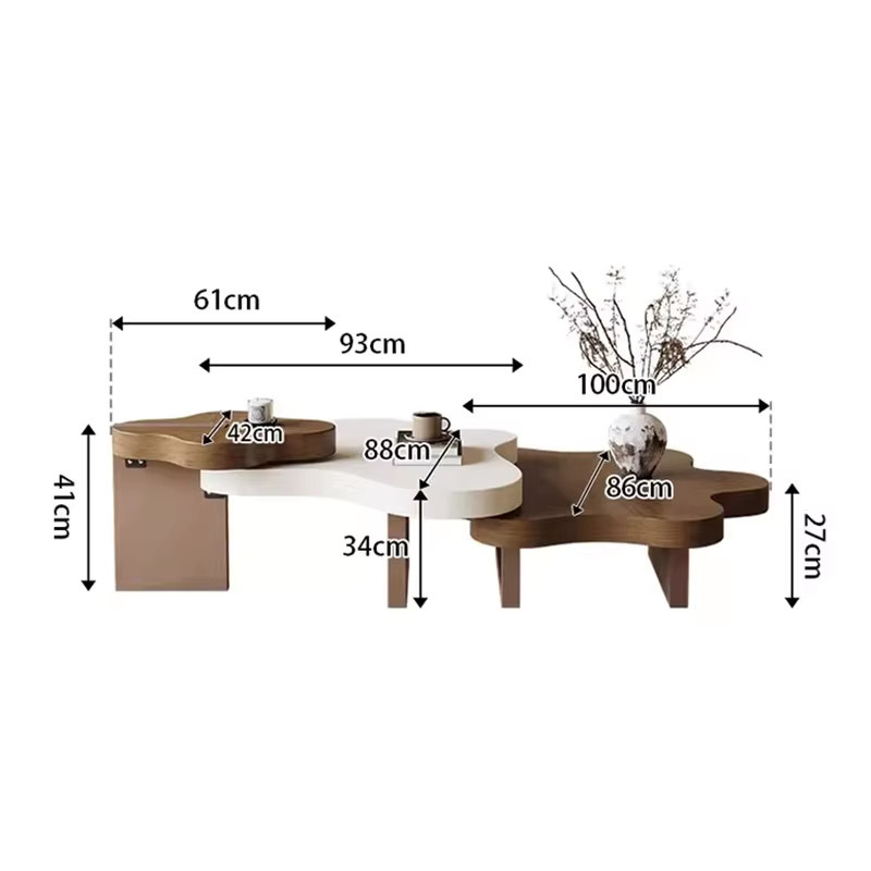 ZUIYU Couchtisch im Nordic-Vintage-Stil aus Holz mit ovaler Form und mattem Finish - Bild 2