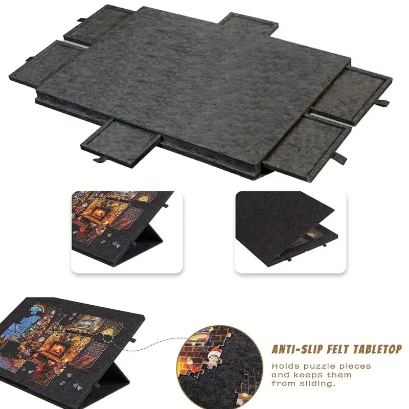 Tragbares Filz-Puzzle-Tischbrett in Grau, faltbares Tischbrett mit Halterungsabdeckung und Aufbewahrungsorganisator für Puzzle und Bastelbedarf - Bild 2