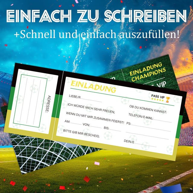 16-teiliges Set Einladungskarten für Fußballpartys mit einzigartigem Design, Unisex, aus Papier - Bild 1