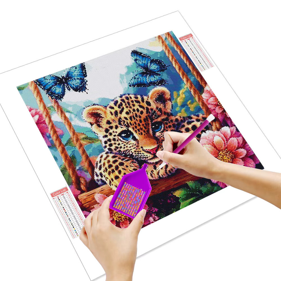 Huacan Diamantgemälde Leopard und Schmetterling als Diamantmosaik Set in Multicolour - Bild 2