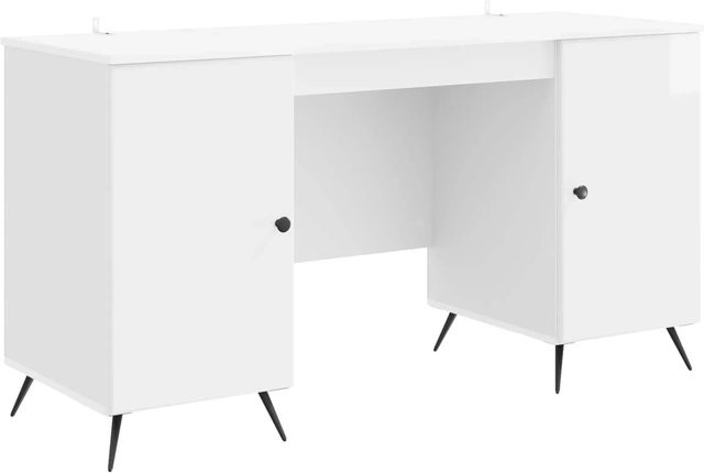 vidaXL Schreibtisch in modernem Design, Hochglanz Weiß, B/T/H: 142,5 x 50 x 75 cm - Bild 1