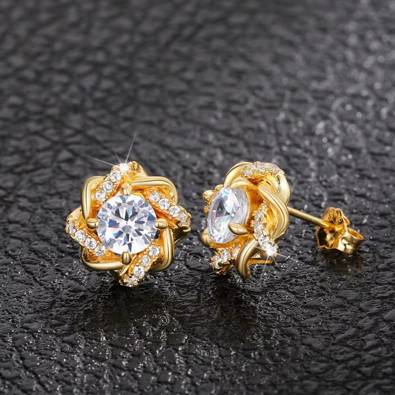 Huitan Ohrstecker, Gold, Zirkonia, Damen - Bild 3