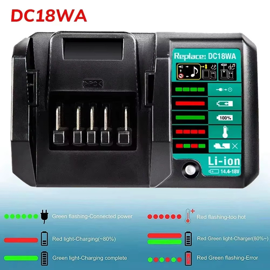 Makita DC18WA Li-Ion Batterie Ladegerät für 14,4 V und 18 V Akkus in Schwarz - Bild 4