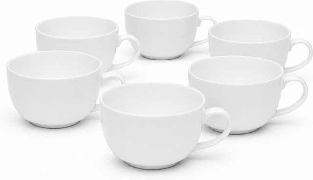 van Well Jumbo-Obertasse New York aus Porzellan, Weiß, 6er Pack, Durchmesser: 11,3 cm, Höhe: 6,8 cm, 450 ml - Bild 1