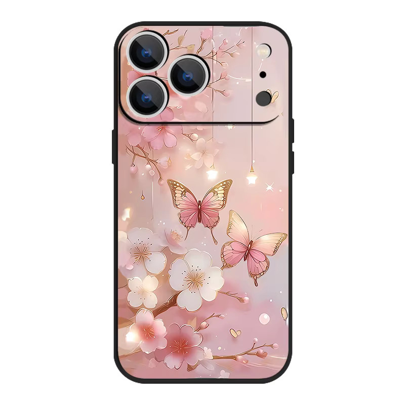 YISHANGOU Handyhülle mit Schmetterlingsmuster für iPhone 11 bis iPhone 17 Pro Max, magnetisch für MagSafe, inklusive Lanyard, Farbe: Pink/Lila - Bild 3