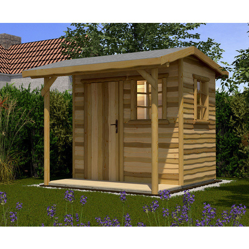 WEKA Gartenhaus 820 Gr.1 aus Holz mit Vordach und Fußboden in Beige, B/H/T: 287 x 251 x 174 cm - Bild 3