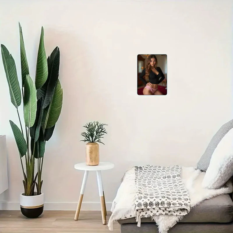 CIFBUY Metall-Wandkunst Dekoration mit romantischem Spitzenoberteil und Shorts in Schwarz und Rosa, Rechteckiges 2D Design aus Eisen, Breite: 20,32 cm, Höhe: 30,48 cm - Bild 4
