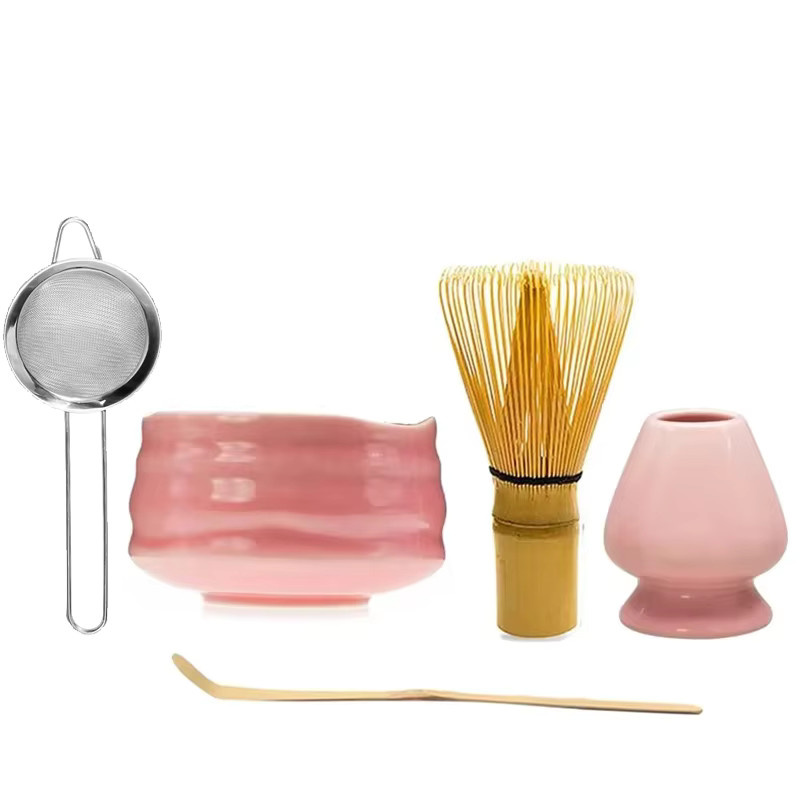 Matcha Set von SHISHI mit Bambus Schneebesen, Keramik Schüssel und Teelöffel in Pink - Bild 2