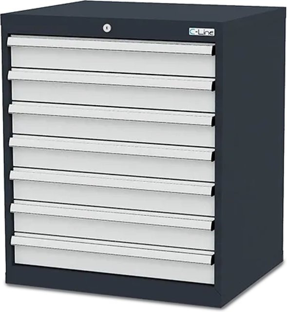 Simplaflex Schubladenschrank mit 7 Schubladen aus Stahlblech, Farbe: Grau/Anthrazit, B/T/H: 70 x 57,5 x 82 cm - Bild 1