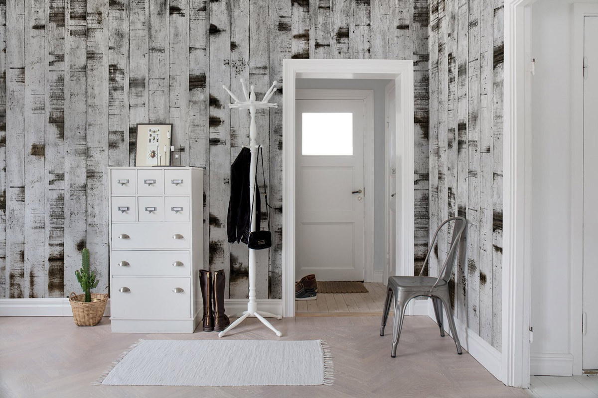 Rebel Walls Mural Metal Birch Wandtattoo in Grau mit botanischem Design - Bild 1