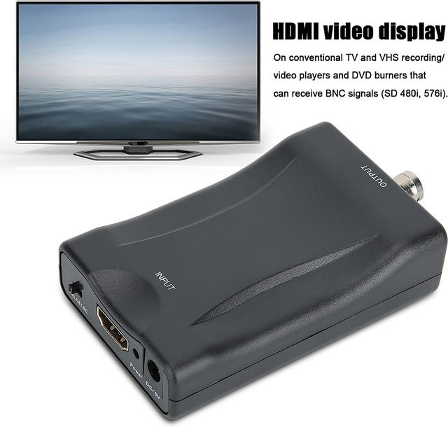 VBESTLIFE HDMI-zu-BNC-Videokonverter in Schwarz, kompatibel mit PAL/NTSC-Systemen für DVD-Recorder - Bild 1