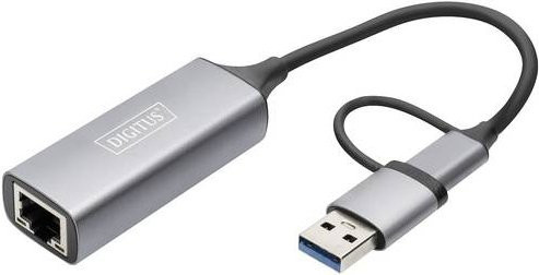 Digitus DN-3028 Netzwerkadapter USB-C und USB-A auf 2.5 GBit/s RJ-45 Ethernet LAN in Grau - Bild 2