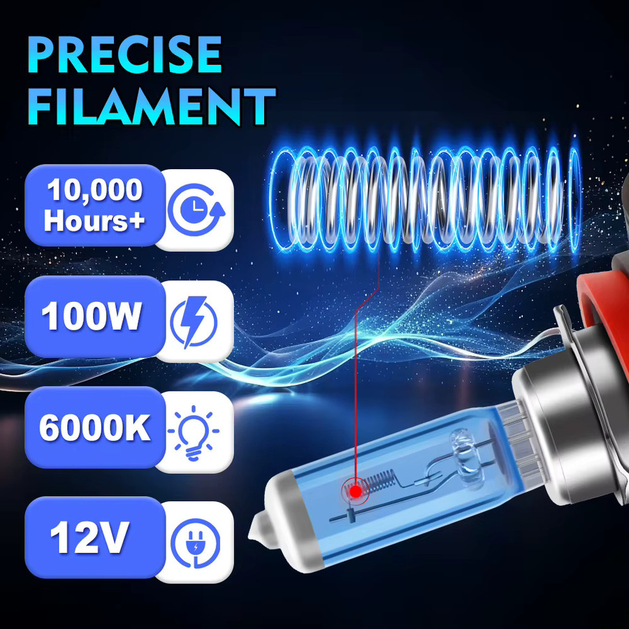 LSLIGHT Superhelle Halogenlampen für Scheinwerfer und Nebelscheinwerfer 100W 6000K transparent - Bild 2