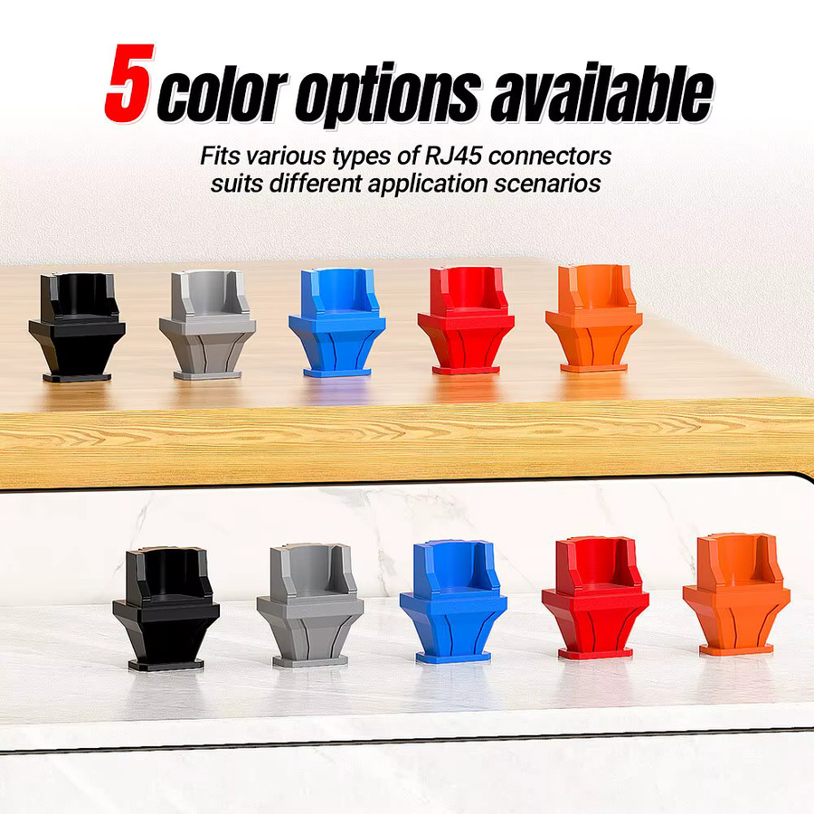 AMPCOM Snap-in RJ45 Protector Blocker Anti-Staub-Abdeckkappe aus weichem PVC für Switch und Router in Schwarz und Multicolour - Bild 2