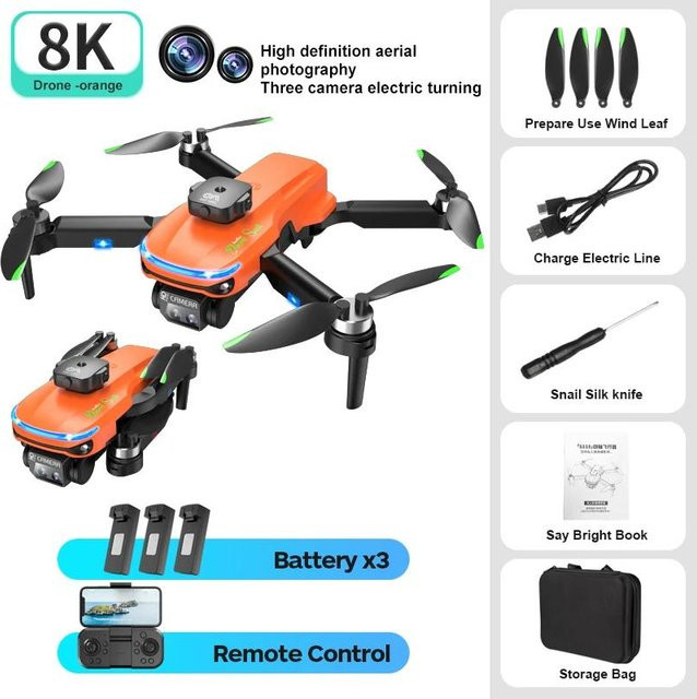 LYZRC S118 Mini-Drohne mit bürstenlosen Motoren, HD-Kamera, Hindernisvermeidung und optischem Fluss, Orange - Bild 1