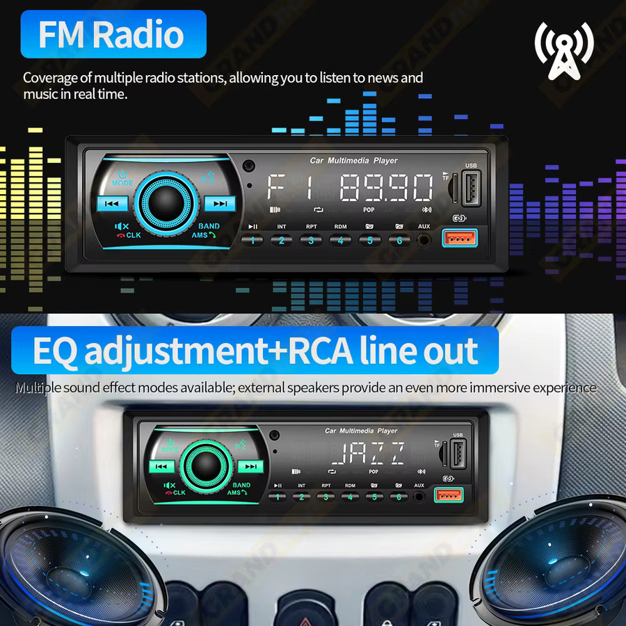 Grandnavi 1 DIN Autoradio mit Bluetooth, MP3-Player und Sprachassistent in Schwarz - Bild 5