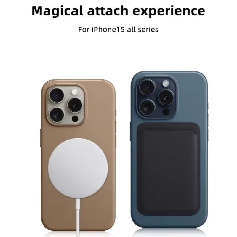 Magnethülle aus Kohlefaser für iPhone 15 Pro Max, MagSafe kompatibles Case in Schwarz und Braun - Bild 2